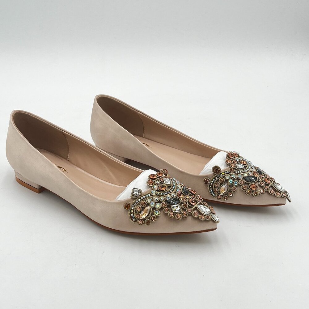 XYD Beige Embellished Flats